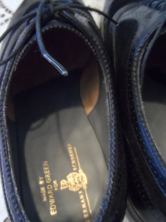 Edward Green Black Leather & Suede Wingtip Oxfords US 10